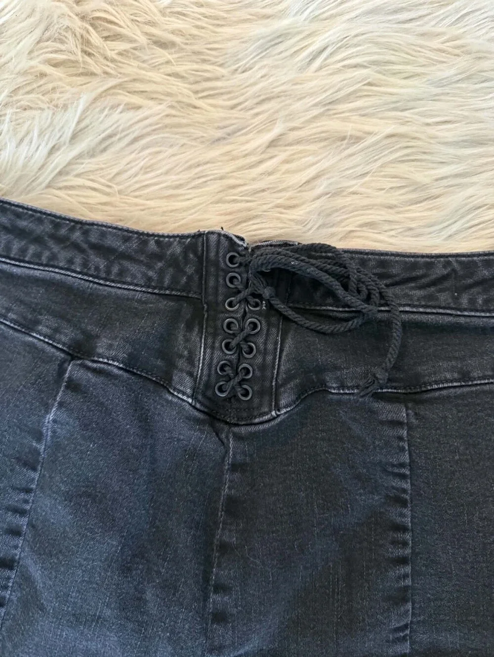 Free People We The Free CRVY Super High-Rise Lace-Up Flare Jeans Women's Size 33